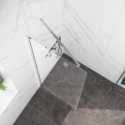 Стационарен душ параван CRISTINA 40×200 см – стъклен walk-in параван за баня с профил хром