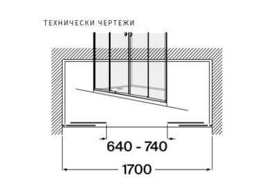 Roca Victoria Plus L4-E Параван за душ с 2 плъзгащи се врати + 2 фиксирани панела 170см Черен Мат