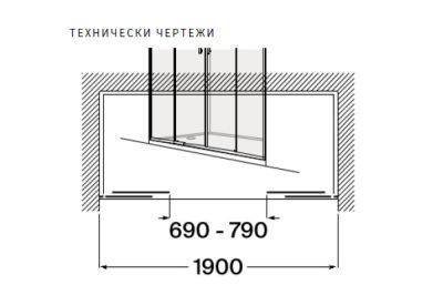 Roca Victoria Plus L4-E Параван за душ с 2 плъзгащи се врати + 2 фиксирани панела 190см Черен Мат