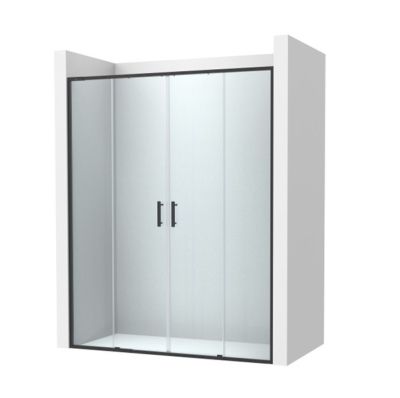 Roca Victoria Plus L4-E Параван за душ с 2 плъзгащи се врати + 2 фиксирани панела 190см Черен Мат