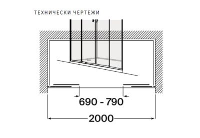 Roca Victoria Plus L4-E Параван за душ с 2 плъзгащи се врати + 2 фиксирани панела 200см Хром 