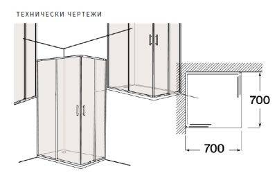 Roca Victoria Plus L2 - с 1 плъзгаща врата + 1 фиксиран панел 70см Хром   