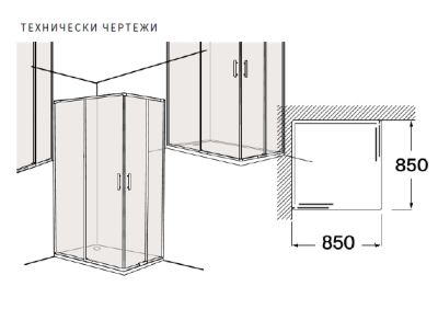 Roca Victoria Plus L2 - с 1 плъзгаща врата + 1 фиксиран панел 85см Хром