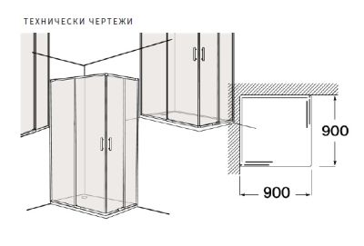 Roca Victoria Plus L2 - с 1 плъзгаща врата + 1 фиксиран панел 90см Хром