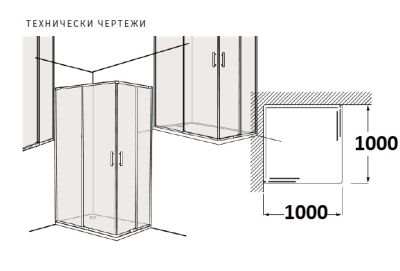 Roca Victoria Plus L2 - с 1 плъзгаща врата + 1 фиксиран панел 100см Черен Мат