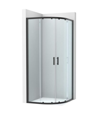 Roca Victoria Plus MR - Параван за ъглово душ корито с 2 плъзгащи врати + 2 фиксирани панела R375 Черен Мат