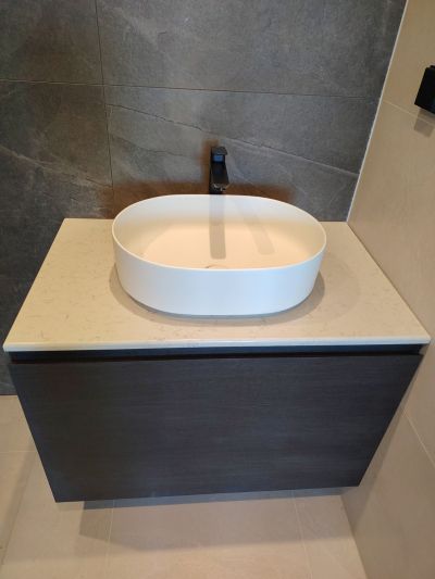 AMBROSIA Мебел за баня с две чекмеджета и плот камък