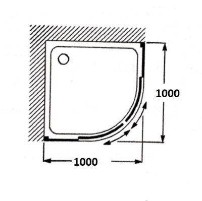 Roca Victoria Plus MR - 100 Параван за ъглово душ корито с 2 плъзгащи врати + 2 фиксирани панела R500 Черен Мат  
