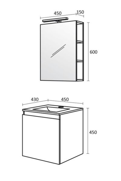 PVC Изи 45см Долен шкаф за баня 