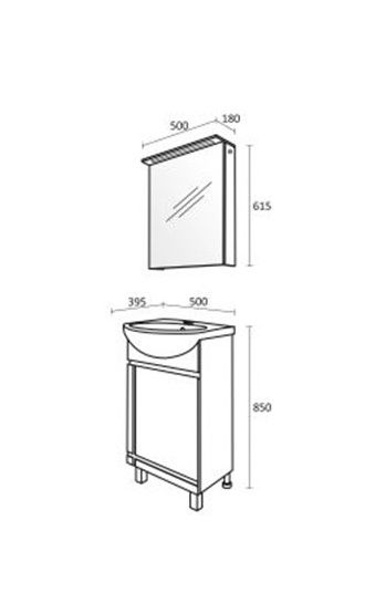 PVC Дентън Долен шкаф с умивалник 50см