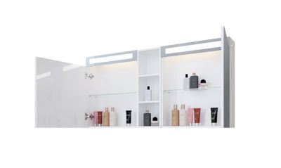 PVC Крюгер Горен шкаф за баня с огледало и LED 120см