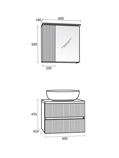 PVC Страйп Долен шкаф за баня 60см