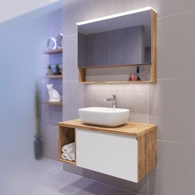 PVC Касаи долен шкаф за баня 90см