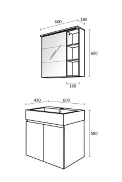 PVC Лагос долен шкаф за баня 60см