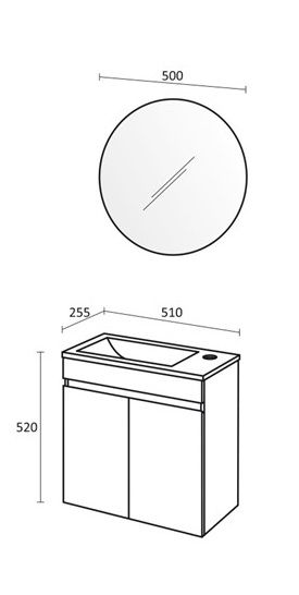 PVC Комплект шкафове за баня Тондо 51см