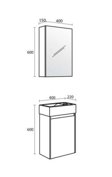 PVC Комплект шкафове за баня Лара 40см