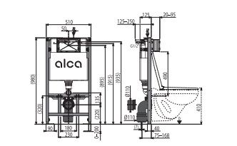 ALCA Структура за вграждане AM101/1000mm за окачена тоалетна