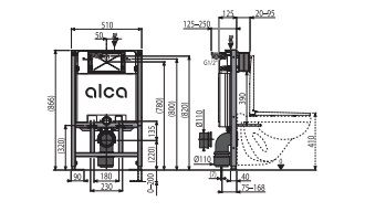 ALCA Структура за вграждане AM101/850mm  с намалена височина за окачена тоалетна 
