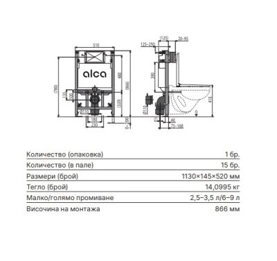 ALCA Структура за вграждане AM101/850W За монтаж в дървени конструкции