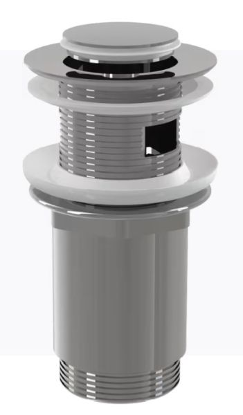 ALCA A391 Витло за умивалник метално click/clack - 1 1/4" с преливник малък пуш 