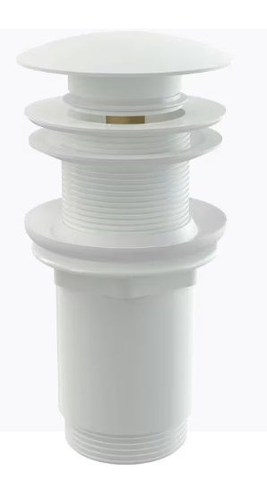 ALCA A395 В Витло за умивалник метално click/clack - 1 1/4" БЕЗ преливник голям пуш Бял