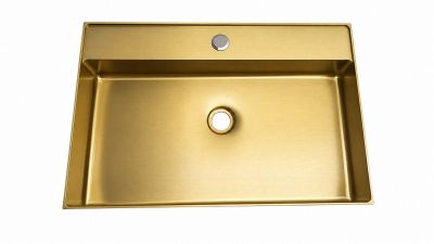 AVENIR Steel Умивалник стенен 58/38/11 GOLD МАТ PVD с отвор за смесител