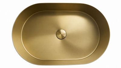 AVENIR Steel Умивалник овал върху плот 55/35/11 GOLD MAT PVD