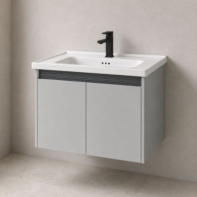 ALU Комплект горна и долна мебел за баня с умивалник 60 cm - Grey