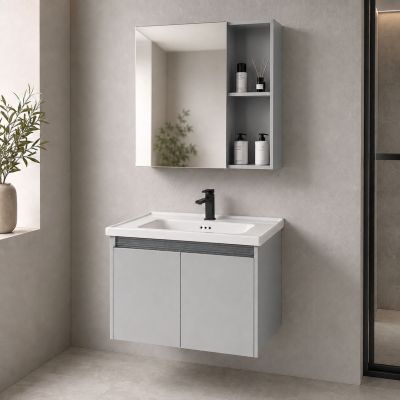 ALU Комплект горна и долна мебел за баня с умивалник 60 cm - Grey