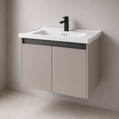 ALU Комплект горна и долна мебел за баня с умивалник 60 cm - Khaki