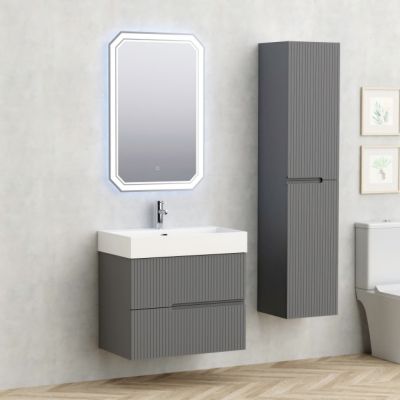 Eloria PVC мебел за баня с умивалник, цвят сив