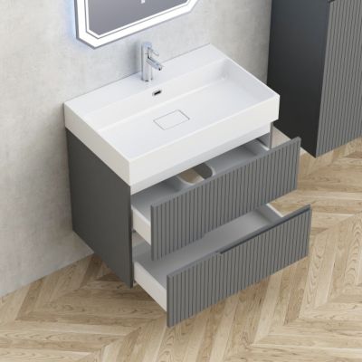 Eloria PVC мебел за баня с умивалник, цвят сив