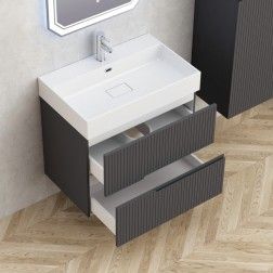 Eloria PVC мебел за баня с умивалник, цвят тъмносив
