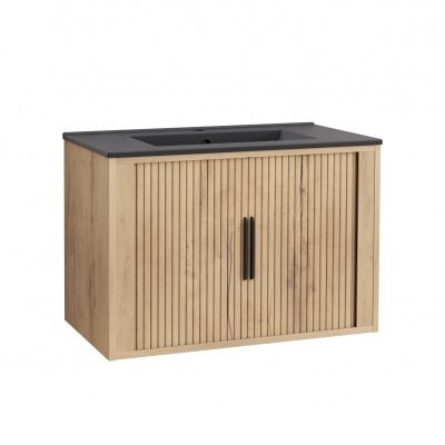 МЕБЕЛ ЗА БАНЯ 8045 WOODEN С УМИВАЛНИК 8066 ЧЕРЕН МАТ