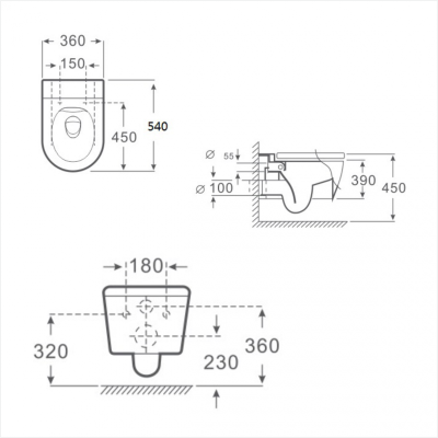 Конзолна тоалетна чиния ICC 	3755B NEW