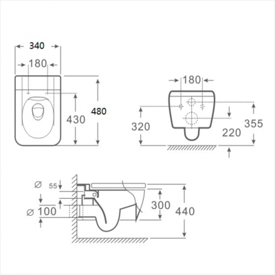 Конзолна тоалетна чиния ICC 3435W SLIM
