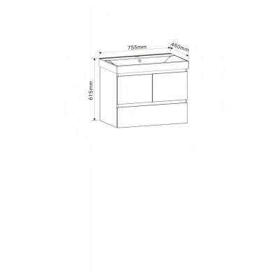 PVC ШКАФ DAVIDE-75 9046-75+УМИВ. 5953W-76CM