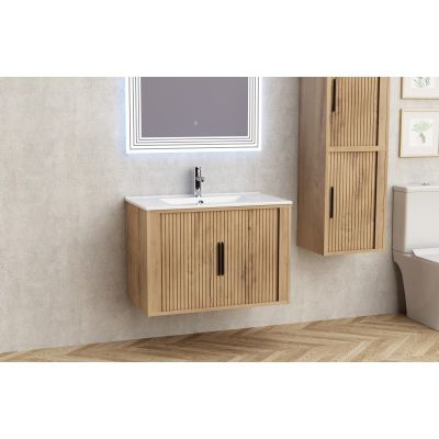 ШКАФ ЗА БАНЯ AREZZO 8045 WOODEN С БЯЛ УМИВАЛНИК 8066