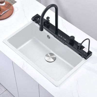Кухненска мивка от композит Aquaris BG8276WHITE+7567131 гранитна мивка: 76×23×48.5 см, бял, гранит
