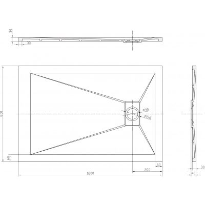 Душ корито Rough 12080RS-3 80×120×4 см, matt dark grey, каменна смола
