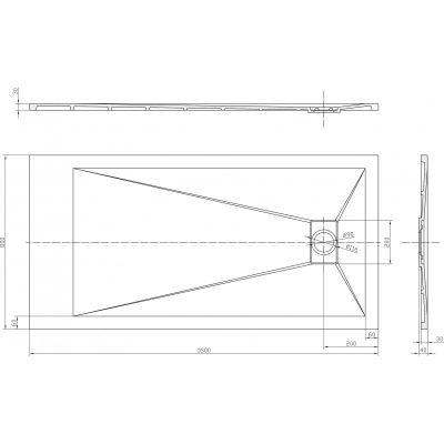 Душ корито Rough 16080RS-1 80×160×4 см, бял мат, каменна смола