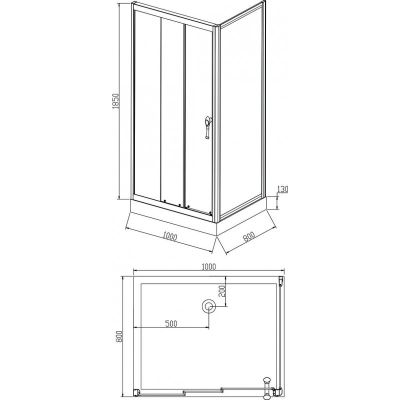 Душ корито 1302B 100×80×13 см