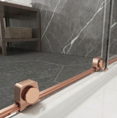 Преграден параван за душ Elgio BRUSHED ROSE GOLD между стени