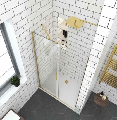 Преграден параван за душ Elgio BRUSHED GOLD между стени