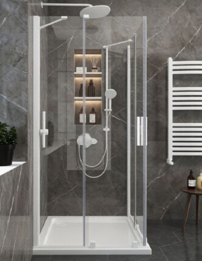 Параван за душ Elgio Matte White между стени