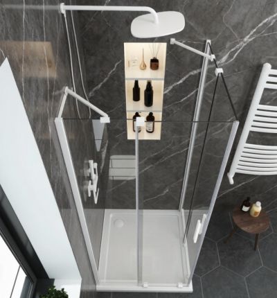 Параван за душ Elgio Matte White между стени