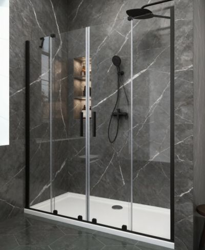 Параван за душ Elgio Matte Black между стени