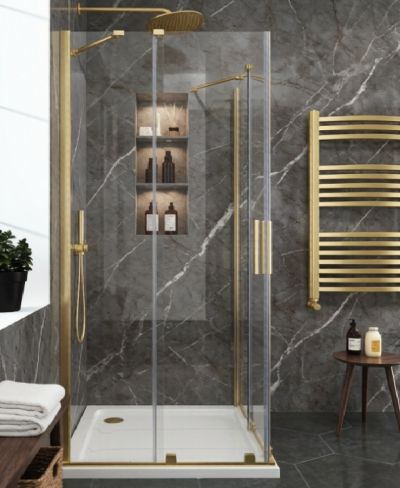 Параван за душ Elgio Gold Mat  между стени