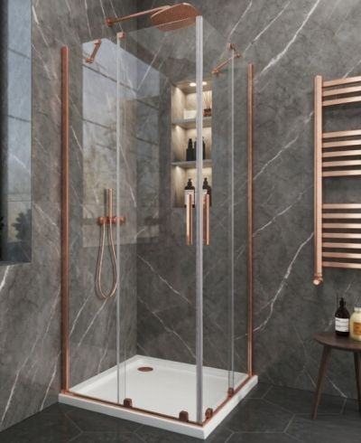 Параван за душ Elgio Rose Gold Mat  между стени