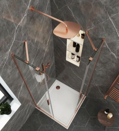 Параван за душ Elgio Rose Gold Mat  между стени